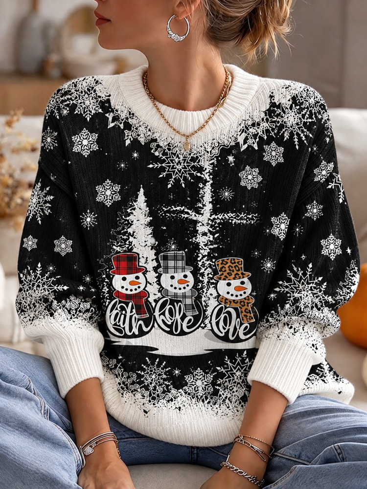 Faith Hope Love Snowmen Sweater Christian Snowman Clothing Christmas Gift For Women 1 - Unicasport Faith Hope Love Snowmen Sweater Christian Snowman Clothing Christmas Gift For Women