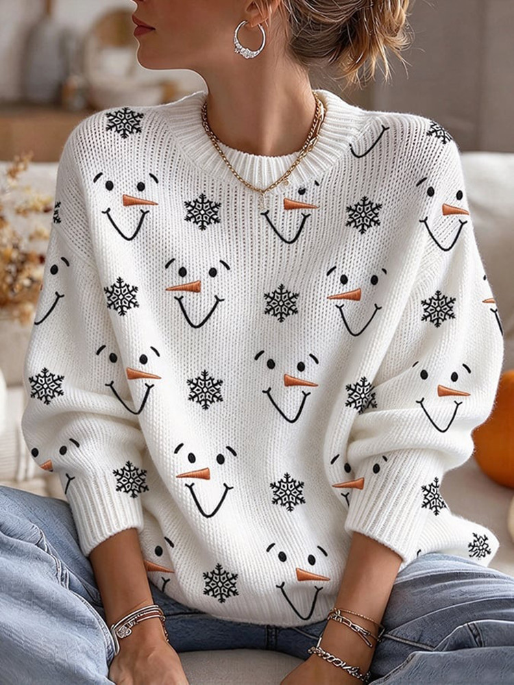 Snowman Faces Sweater Snowman Christmas Clothing Winter Holiday Gift For Wife 1 - Unicasport Snowman Faces Sweater Snowman Christmas Clothing Winter Holiday Gift For Wife