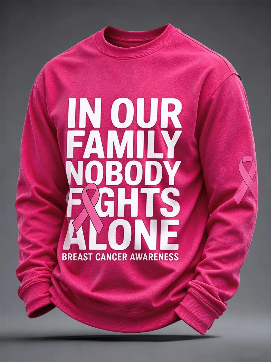 Breast Cancer Awareness Merch In OUr Family Nobody Fights Alone Sweatshirt Gift For Men 1 - Unicasport Breast Cancer Awareness Merch In OUr Family Nobody Fights Alone Sweatshirt Gift For Men
