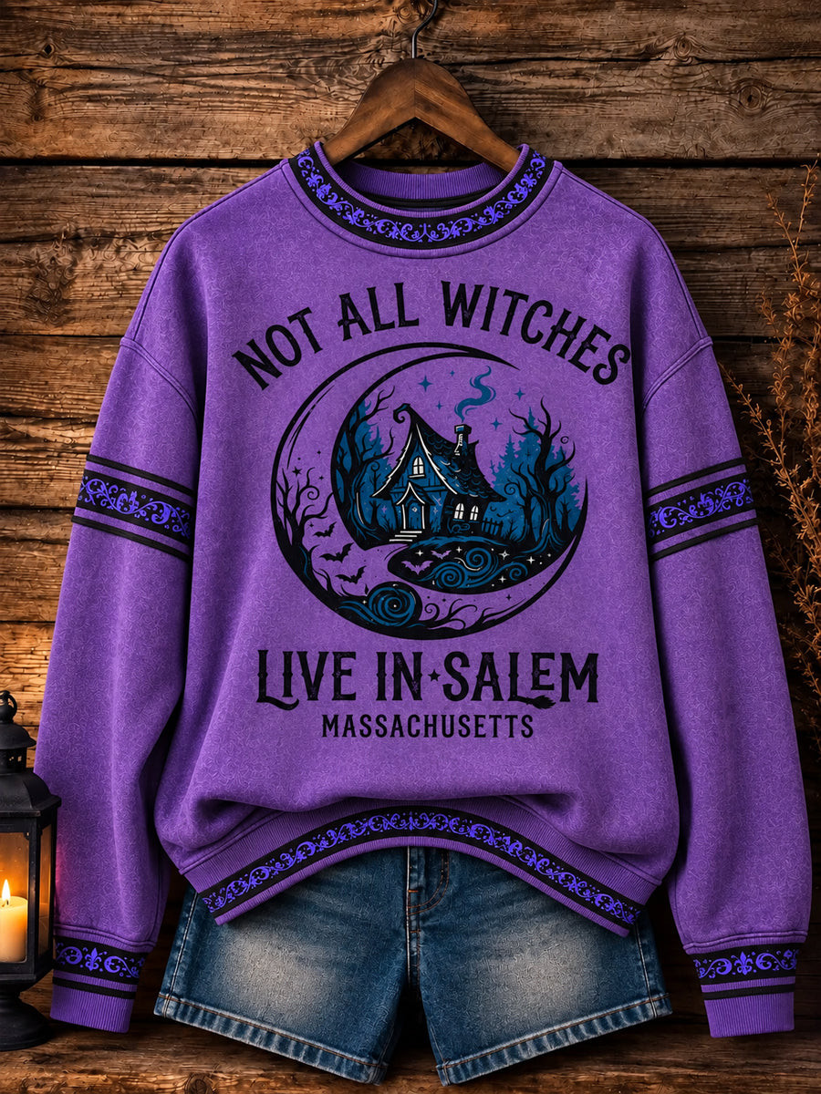 Not All Witches Live in Salem Purple Sweatshirt Funny Cute Goth Halloween Apparel Gift For Her 1 - Unicasport Not All Witches Live in Salem Purple Sweatshirt Funny Cute Goth Halloween Apparel Gift For Her