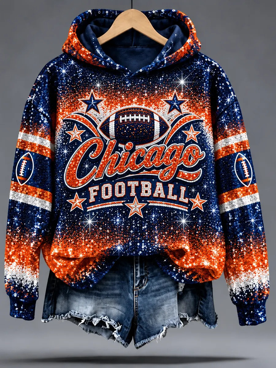 Chicago Bears Merch Chicago Football Game Day Hoodie Fan Gift For Her