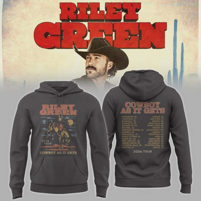 Riley Green Merch Cowboy As It Gets Tour 2026 Hoodie Riley Green Lover Gift For Bestie 1 - Unicasport Riley Green Merch Cowboy As It Gets Tour 2026 Hoodie Riley Green Lover Gift For Bestie