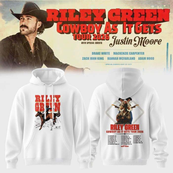 Riley Green Merch Cowboy As It Gets Tour 2026 Hoodie Unique Riley Green Fans Gear