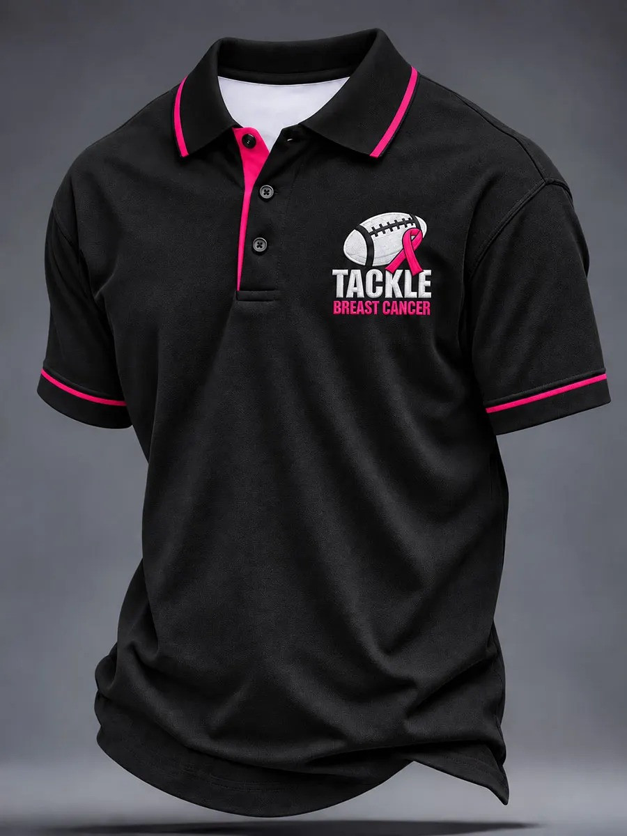 Breast Cancer Awareness Merch Tackle Breast Cancer Polo Shirt Gift For Fans