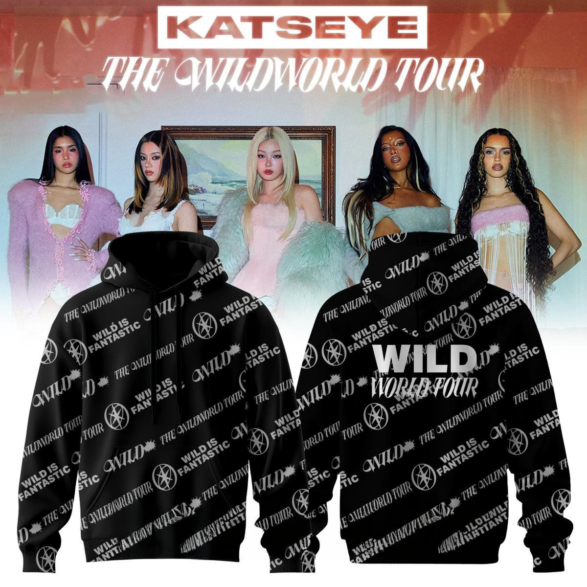KATSEYE Merch The Wild World Tour Black Hoodie Perfect Gift For Katseye Lover 1 - Unicasport KATSEYE Merch The Wild World Tour Black Hoodie Perfect Gift For Katseye Lover