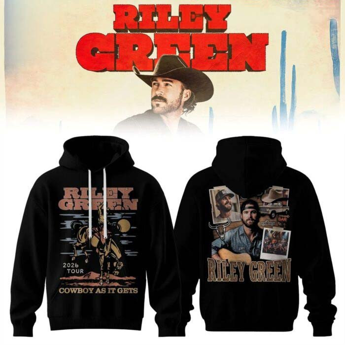 Riley Green Merch Cowboy As It Gets Tour 2026 Black Hoodie Country Music Fans Gift