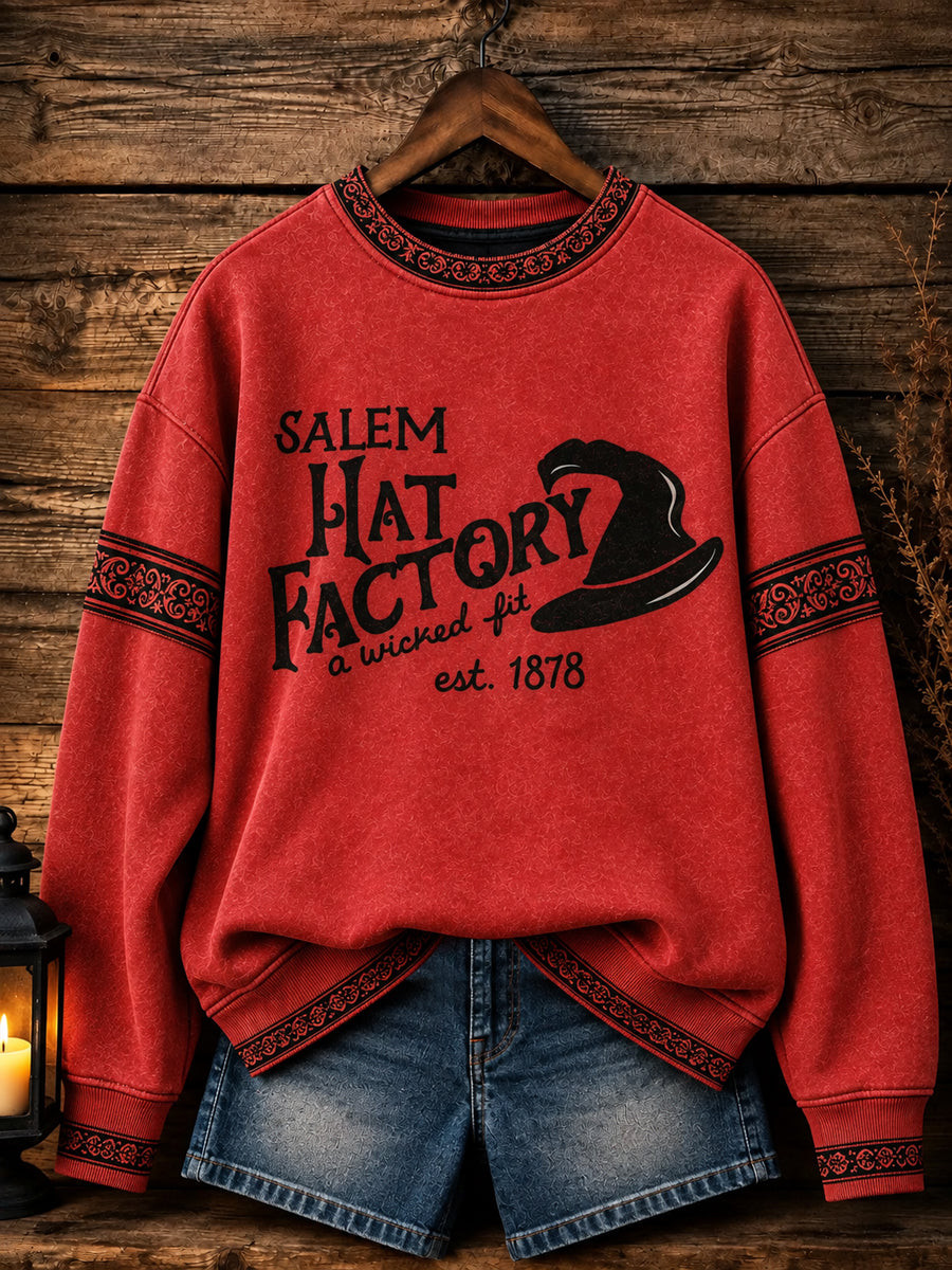 Salem Hat Factory A Wicked Fit Est 1878 Sweatshirt Scary Horror Bloody Halloween Clothing Gift For Sister 1 - Unicasport Salem Hat Factory A Wicked Fit Est 1878 Sweatshirt Scary Horror Bloody Halloween Clothing Gift For Sister
