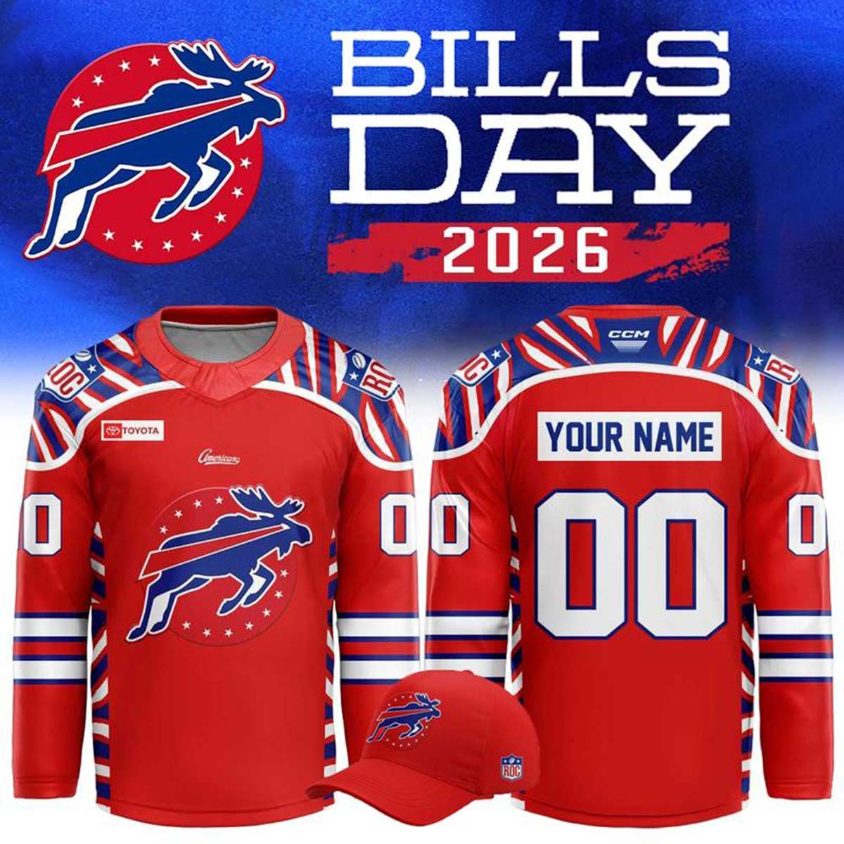 Custom Buffalo Bills Day Merch 2026 Red Hockey Jersey Shirt Gift For Bills Lover 1 - Unicasport Custom Buffalo Bills Day Merch 2026 Red Hockey Jersey Shirt Gift For Bills Lover