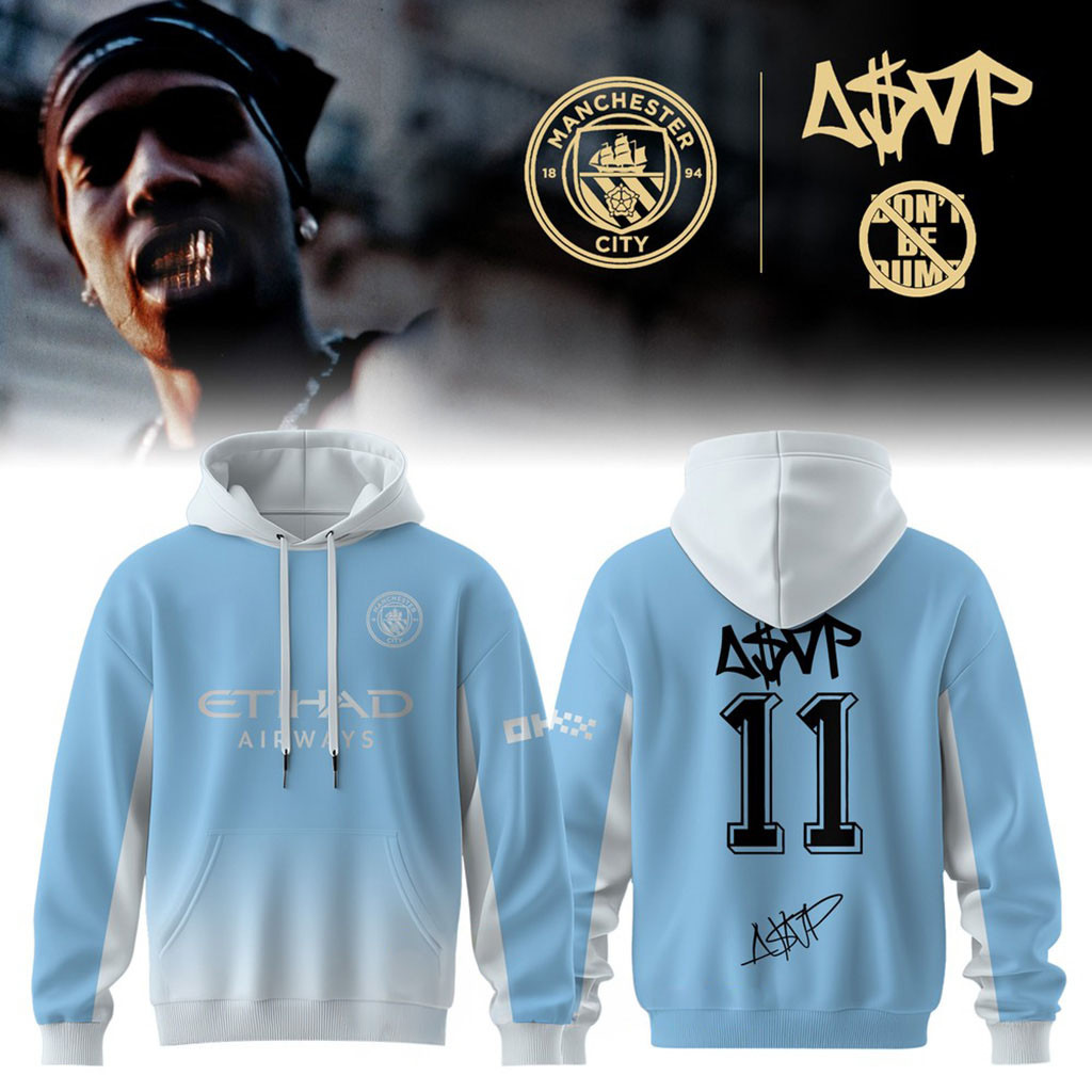 #11 ASAP ROCKY x Manchester City Signature Hoodie ASAP ROCKY Merch Rapper Fan Gifts