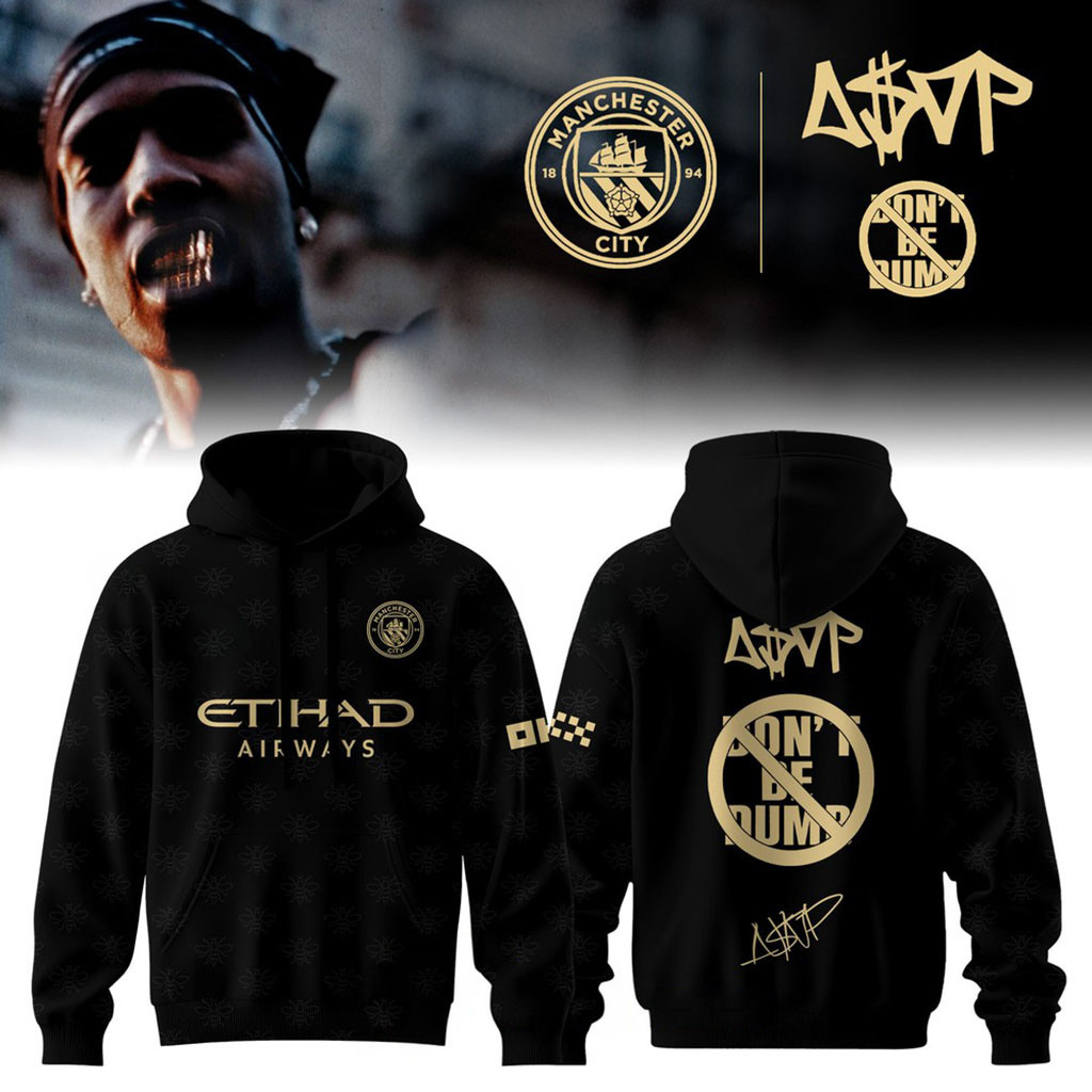 ASAP ROCKY x Manchester City Don't Be Dumb Album Signature Hoodie ASAP ROCKY Merch Gifts For Fan