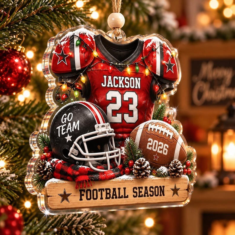 Personalized Football Christmas Ornament 2026 Acrylic Ornament Christmas Football Player Gift