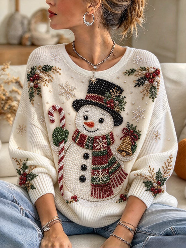 Snowman Candy Cane Sweatshirt Cute Snowman Christmas Clothes Holiday Gift For Her 1 - Unicasport Snowman Candy Cane Sweatshirt Cute Snowman Christmas Clothes Holiday Gift For Her