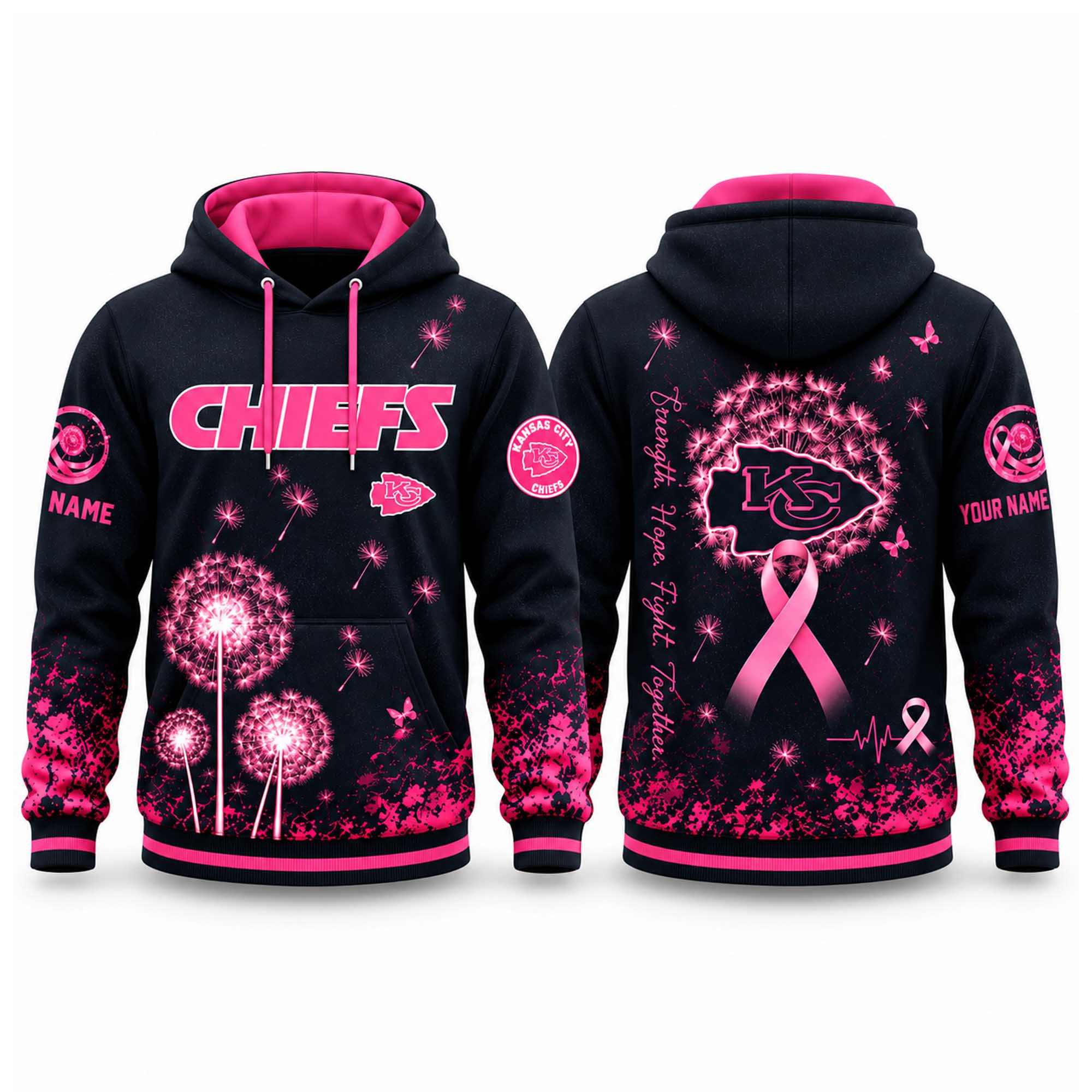 Personalized Kansas Chiefs Breast Cancer Awareness Hoodie Kansas Chiefs Apparel Fan Gear 1 - Unicasport Personalized Kansas Chiefs Breast Cancer Awareness Hoodie Kansas Chiefs Apparel Fan Gear