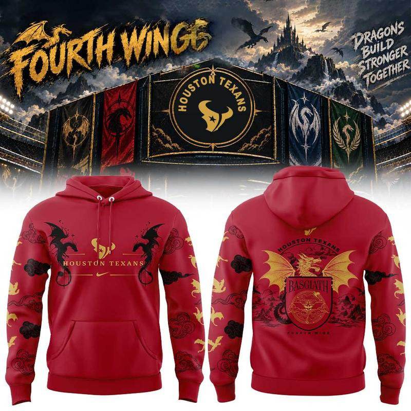 Houston Texans Merch x Fourth Wings Night 2026 Red Hoodie Gift For Football Lover 1 - Unicasport Houston Texans Merch x Fourth Wings Night 2026 Red Hoodie Gift For Football Lover