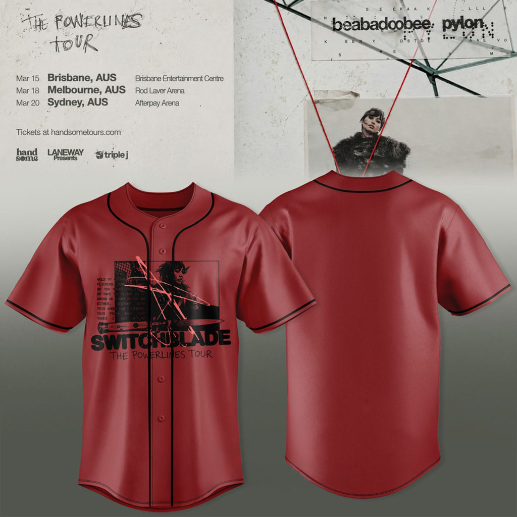 Beabadoobee Powerlines Tour 2026 Switchblade Baseball Jersey Beabadoobee Merch Fan Gear 1 - Unicasport Beabadoobee Powerlines Tour 2026 Switchblade Baseball Jersey Beabadoobee Merch Fan Gear