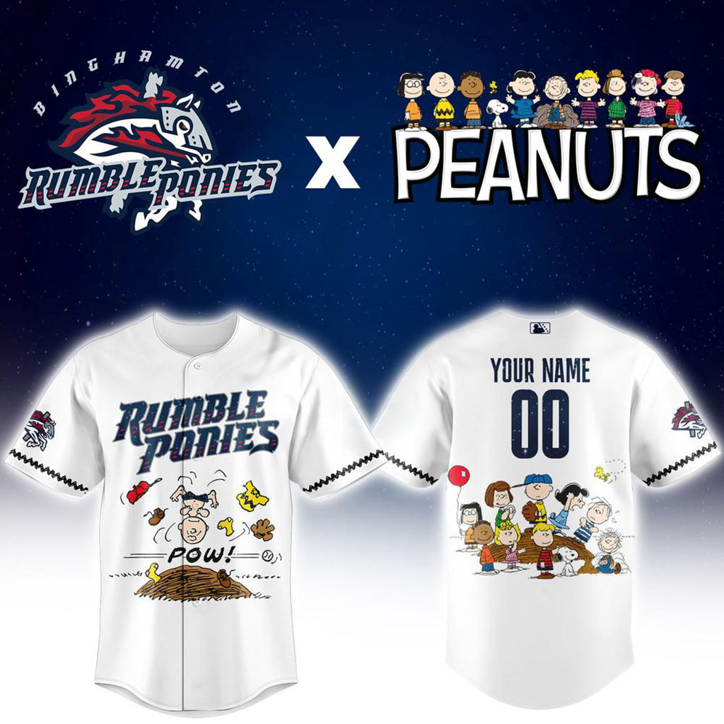 Custom Binghamton Rumble Ponies x Peanuts Night Baseball Jersey Rumble Ponies Merch Him Gift 1 - Unicasport Custom Binghamton Rumble Ponies x Peanuts Night Baseball Jersey Rumble Ponies Merch Him Gift