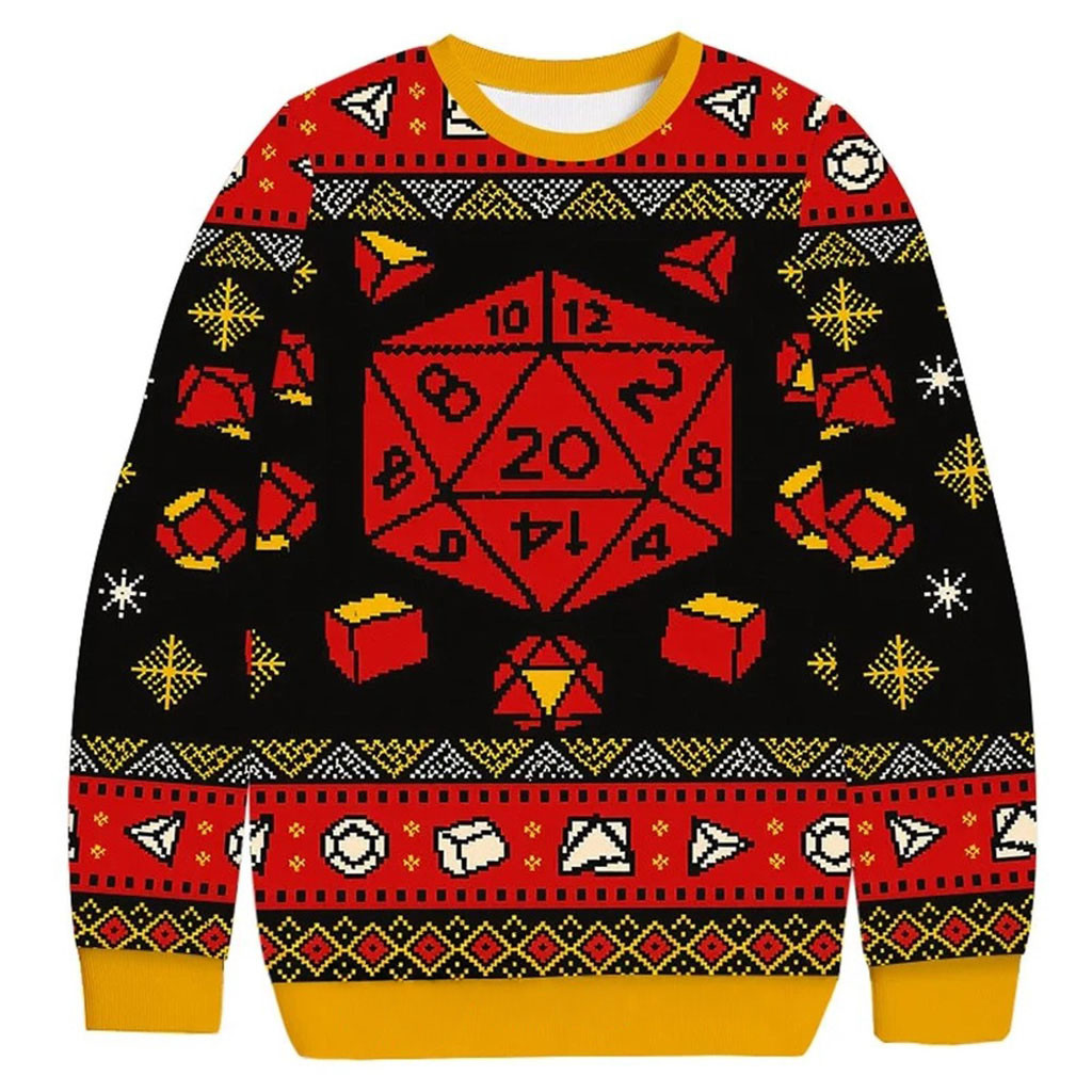 2026 Dungeons And Dragons Dice Game Christmas Ugly Sweater Fantasy RPG Holiday Gifts For Gamers