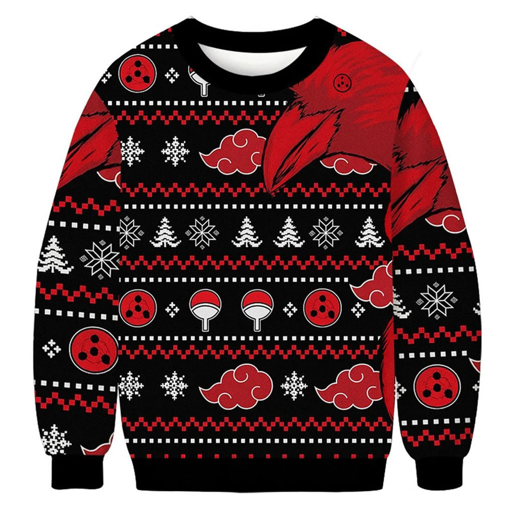 Akatsuki Itachi Symbolic Crows 2026 Christmas Ugly Sweater Anime Ninja Holiday Apparel 1 - Unicasport Akatsuki Itachi Symbolic Crows 2026 Christmas Ugly Sweater Anime Ninja Holiday Apparel