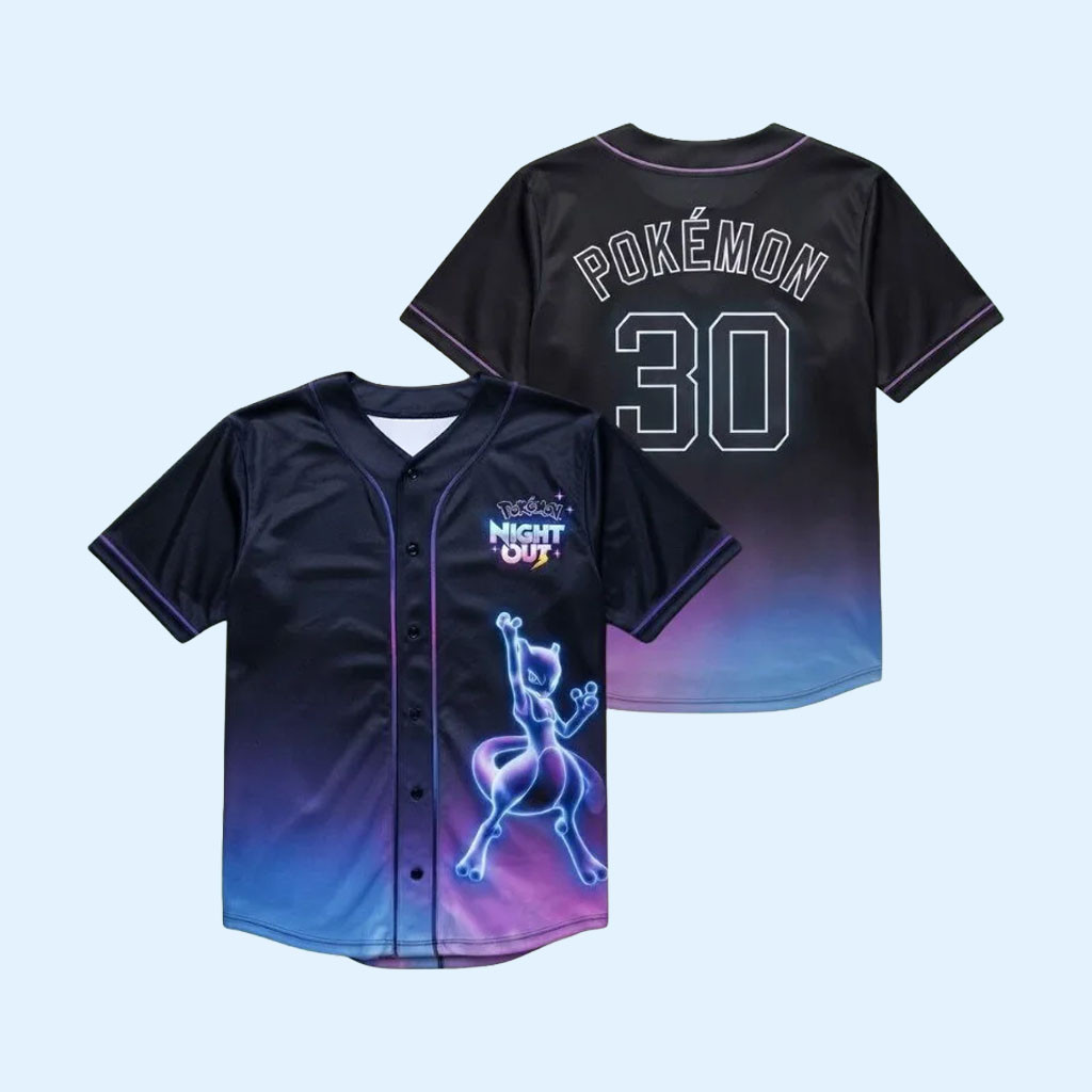 Pokemon Merch 2026 Pokemon Night Out Mewtwo Baseball Jersey Pokemon 30th Anniversary Merch 1 - Unicasport Pokemon Merch 2026 Pokemon Night Out Mewtwo Baseball Jersey Pokemon 30th Anniversary Merch
