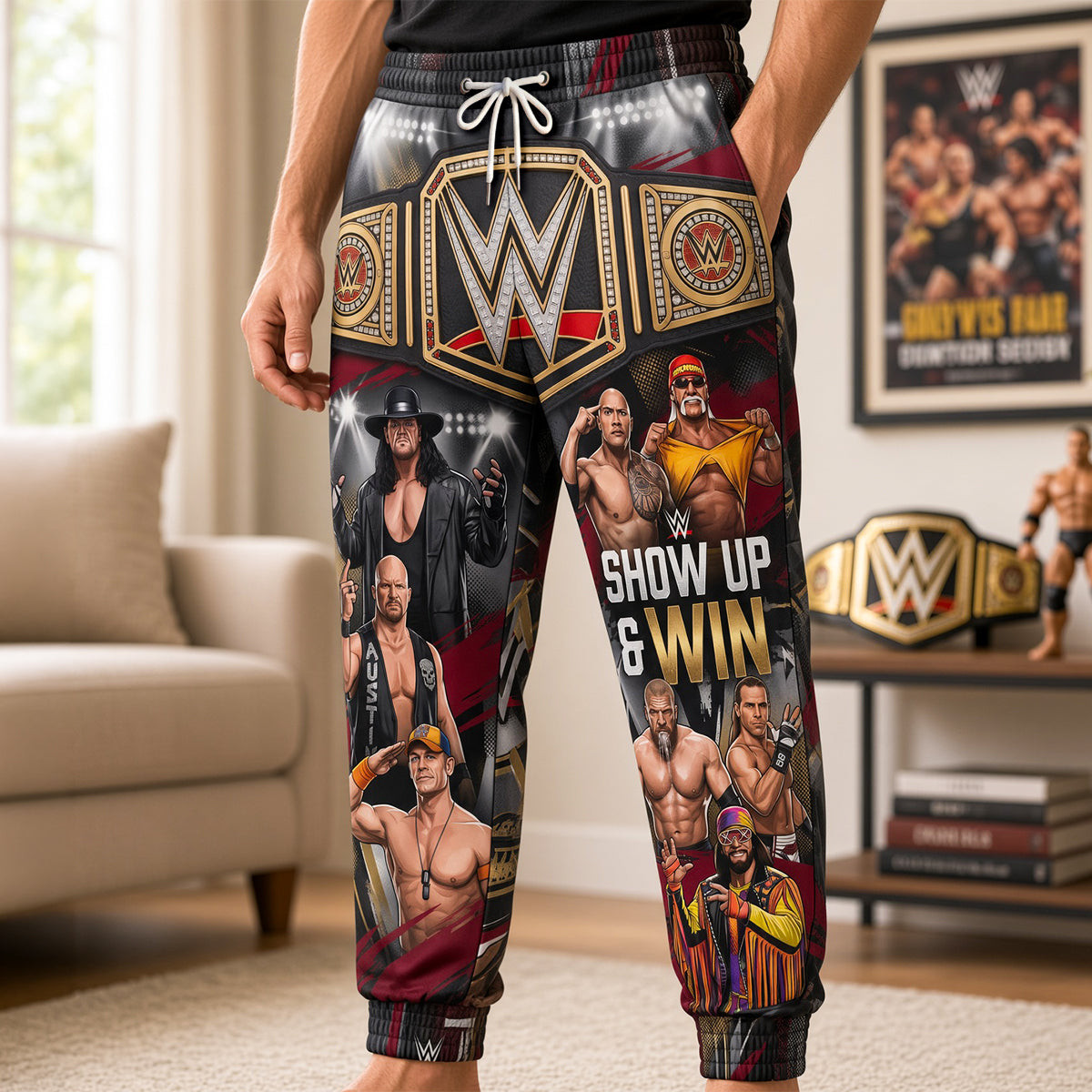 WWE Merch Champion Spirit Wrestling Sweatpants Show Up And Win Pants Gift For Wrestling Lovers 1 - Unicasport WWE Merch Champion Spirit Wrestling Sweatpants Show Up And Win Pants Gift For Wrestling Lovers