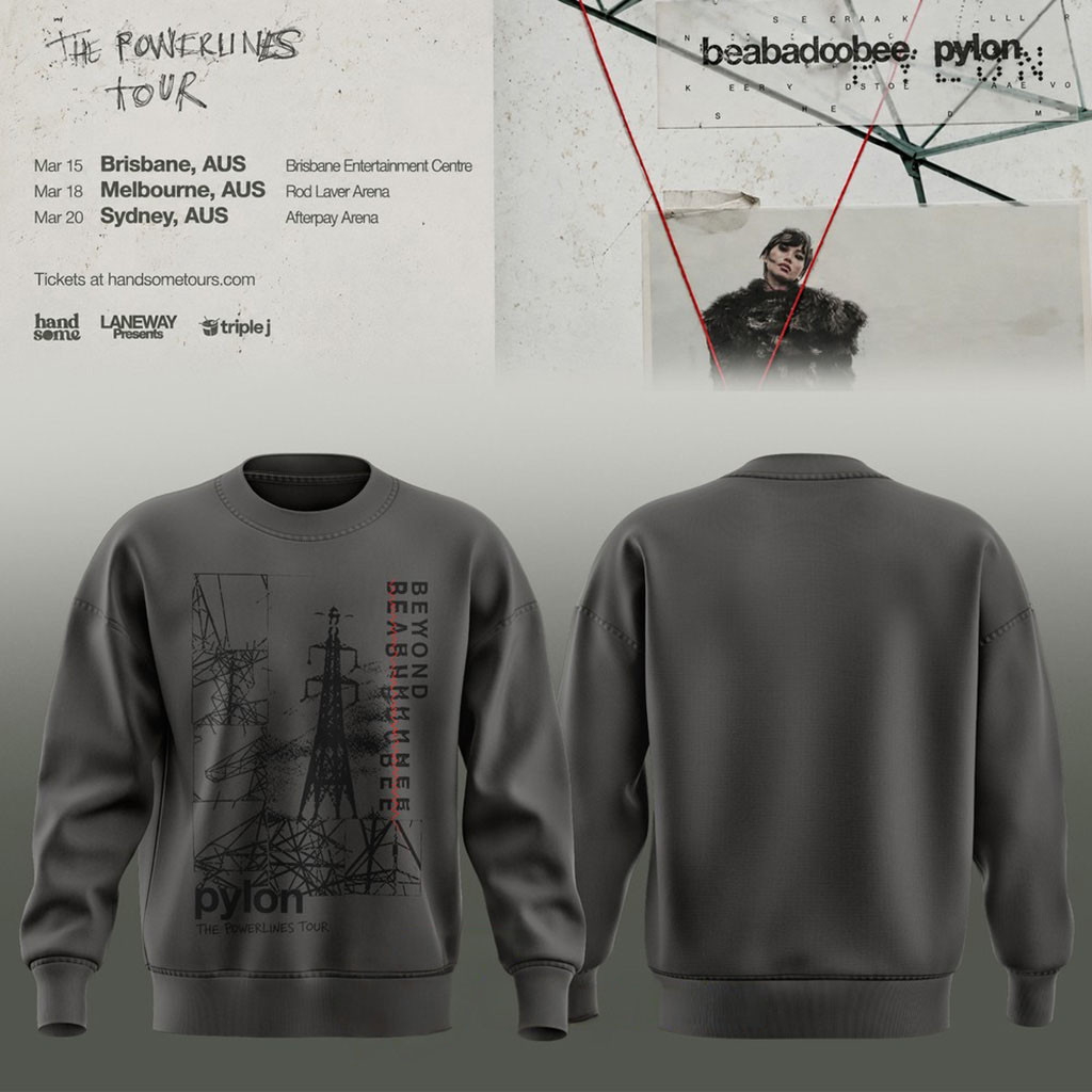 Beabadoobee Powerlines Tour 2026 Gray Sweatshirt Beabadoobee Merch Gift Ideas For Music Lovers
