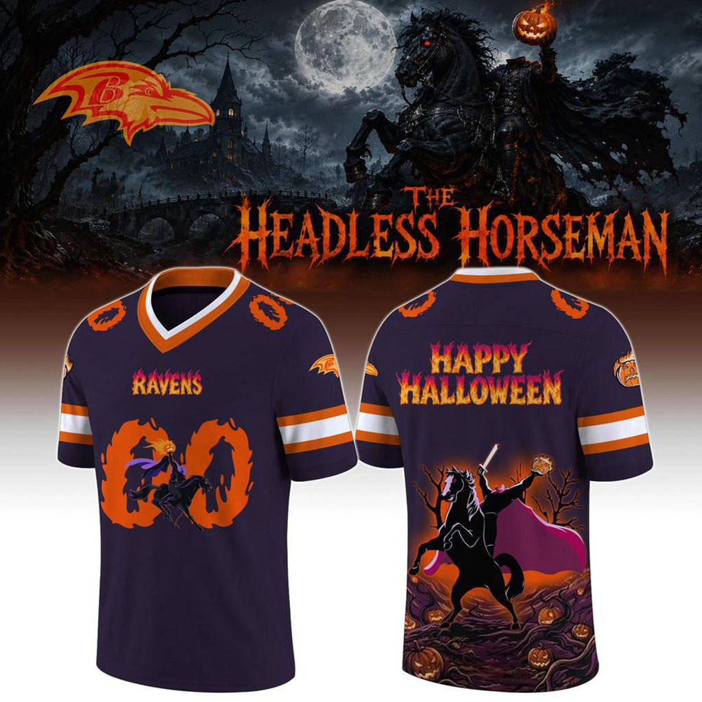 Custom Baltimore Ravens Headless Horseman Halloween 2026 Football Jersey Ravens Merch 1 - Unicasport Custom Baltimore Ravens Headless Horseman Halloween 2026 Football Jersey Ravens Merch