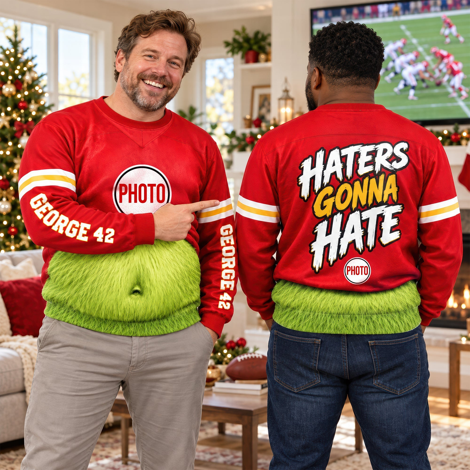 Custom Photo Haters Gonna Hate Sweatshirt Festive Game Day Clothing Gift For Football Fans 1 - Unicasport Custom Photo Haters Gonna Hate Sweatshirt Festive Game Day Clothing Gift For Football Fans