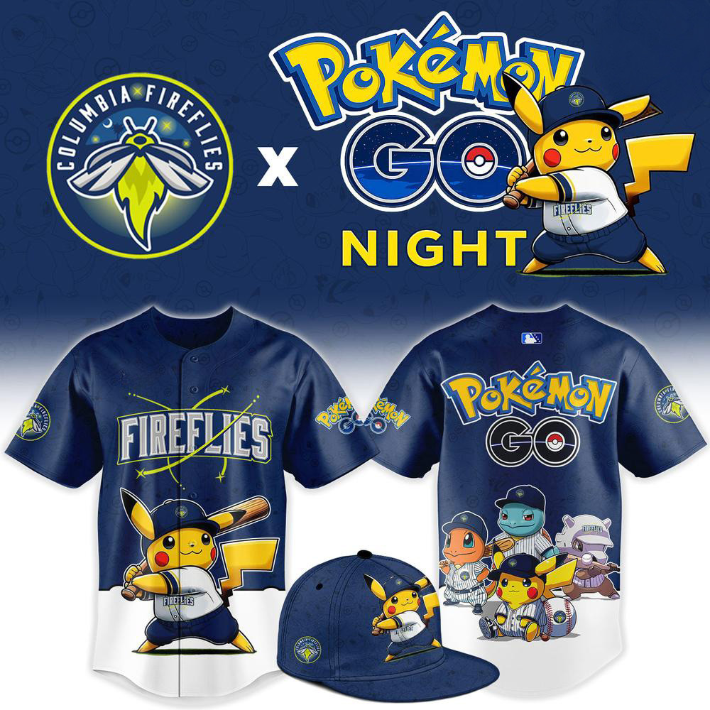 Columbia Fireflies x Pokemon GO Merch Night Baseball Jersey Gifts For Fireflies Fans 1 - Unicasport Columbia Fireflies x Pokemon GO Merch Night Baseball Jersey Gifts For Fireflies Fans