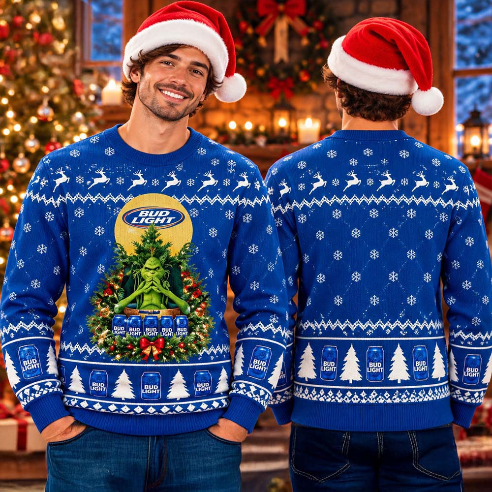 Bud Light X Grinch Snow Beer Throne Christmas Ugly Sweater 2026 Xmas Gifts For Boyfriend 1 - Unicasport Bud Light X Grinch Snow Beer Throne Christmas Ugly Sweater 2026 Xmas Gifts For Boyfriend