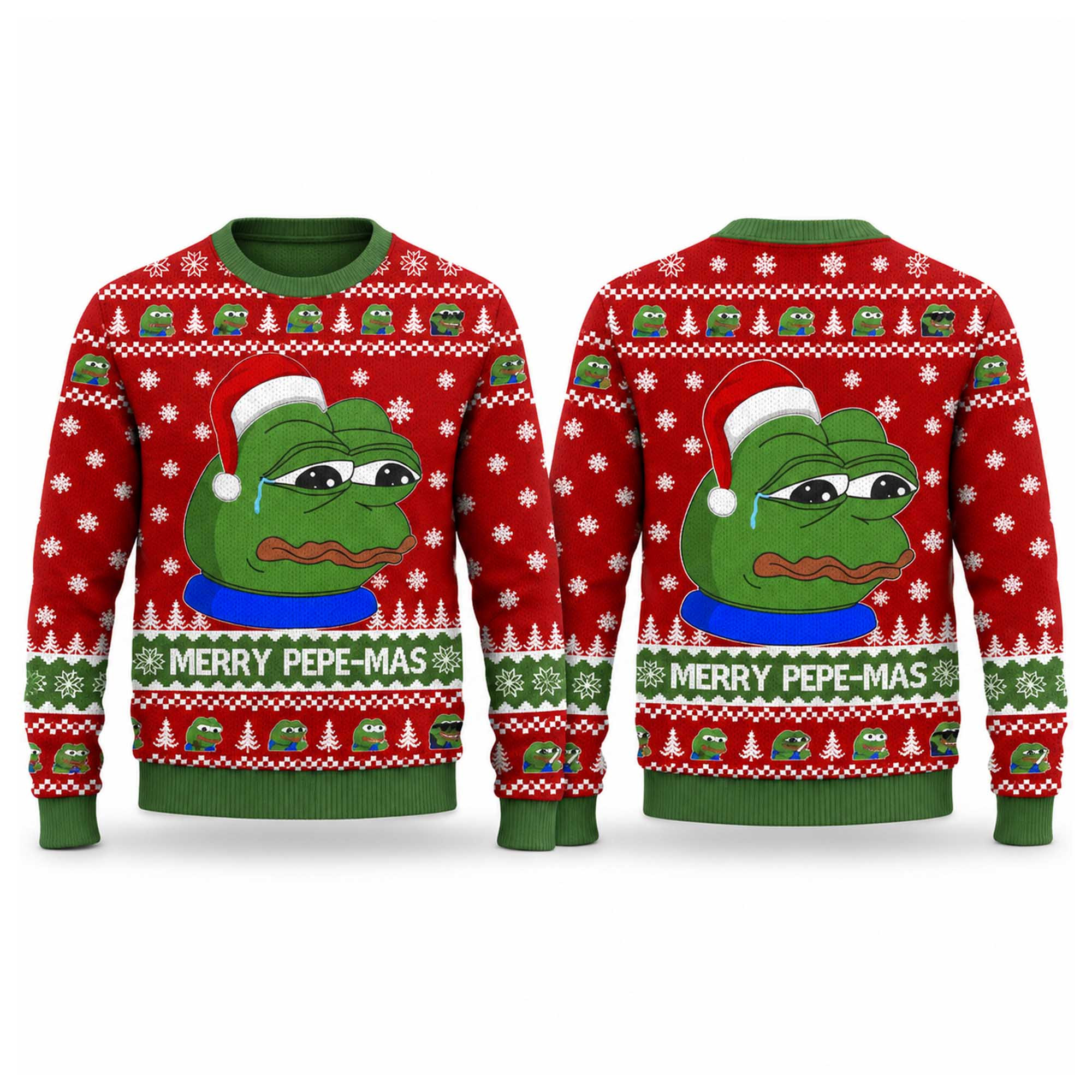 Christmas Merry Pepe Mas Ugly Christmas Sweater Xmas Clothing Gifts For BFF 1 - Unicasport Christmas Merry Pepe Mas Ugly Christmas Sweater Xmas Clothing Gifts For BFF