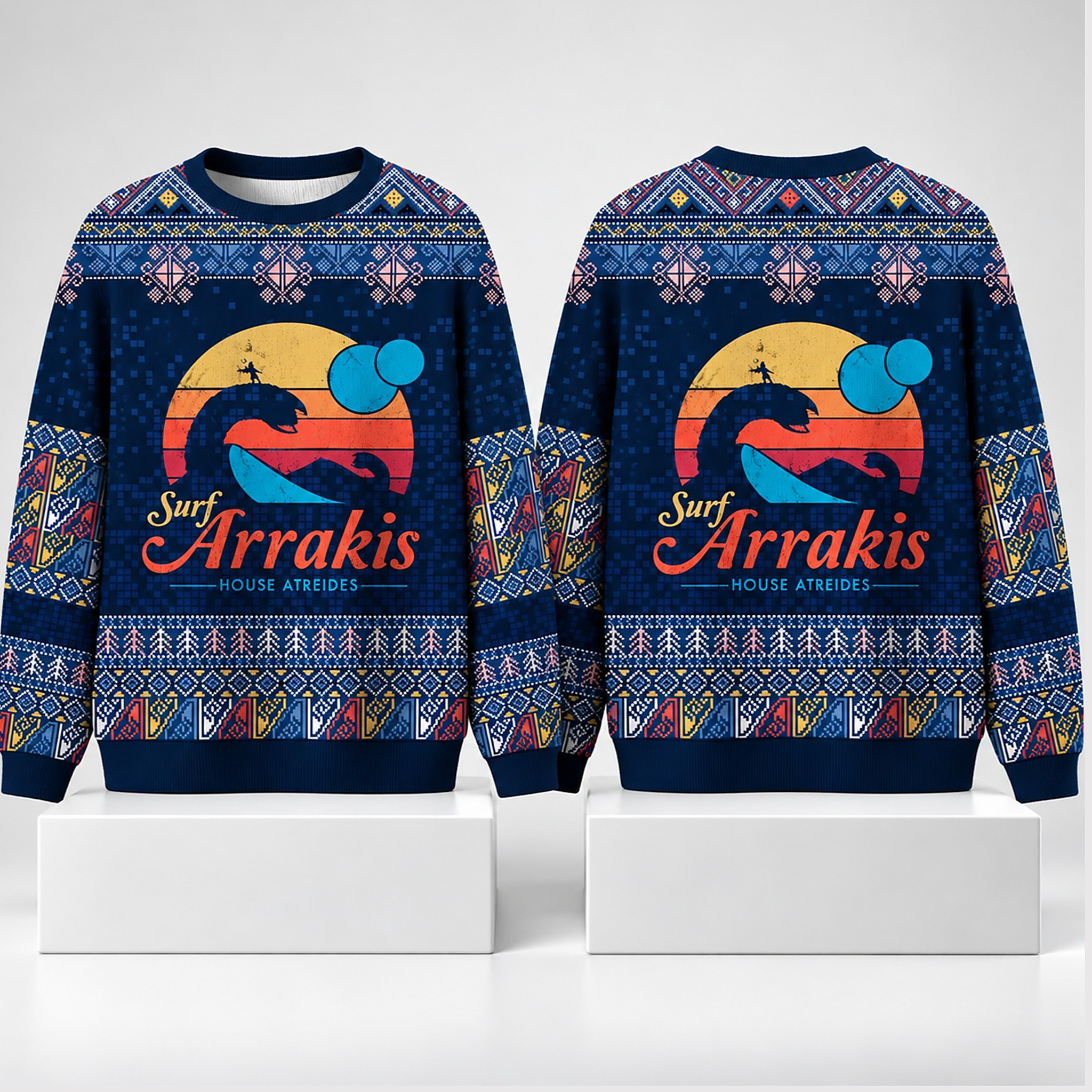 Surf Arrakis House Atreides Christmas 2026 Ugly Sweater Xmas Clothing Gifts For BFF 1 - Unicasport Surf Arrakis House Atreides Christmas 2026 Ugly Sweater Xmas Clothing Gifts For BFF