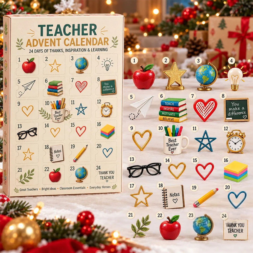 24 Days Teacher Advent Calendar 2026 Christmas Tree Ornaments Holiday Gifts For Teachers