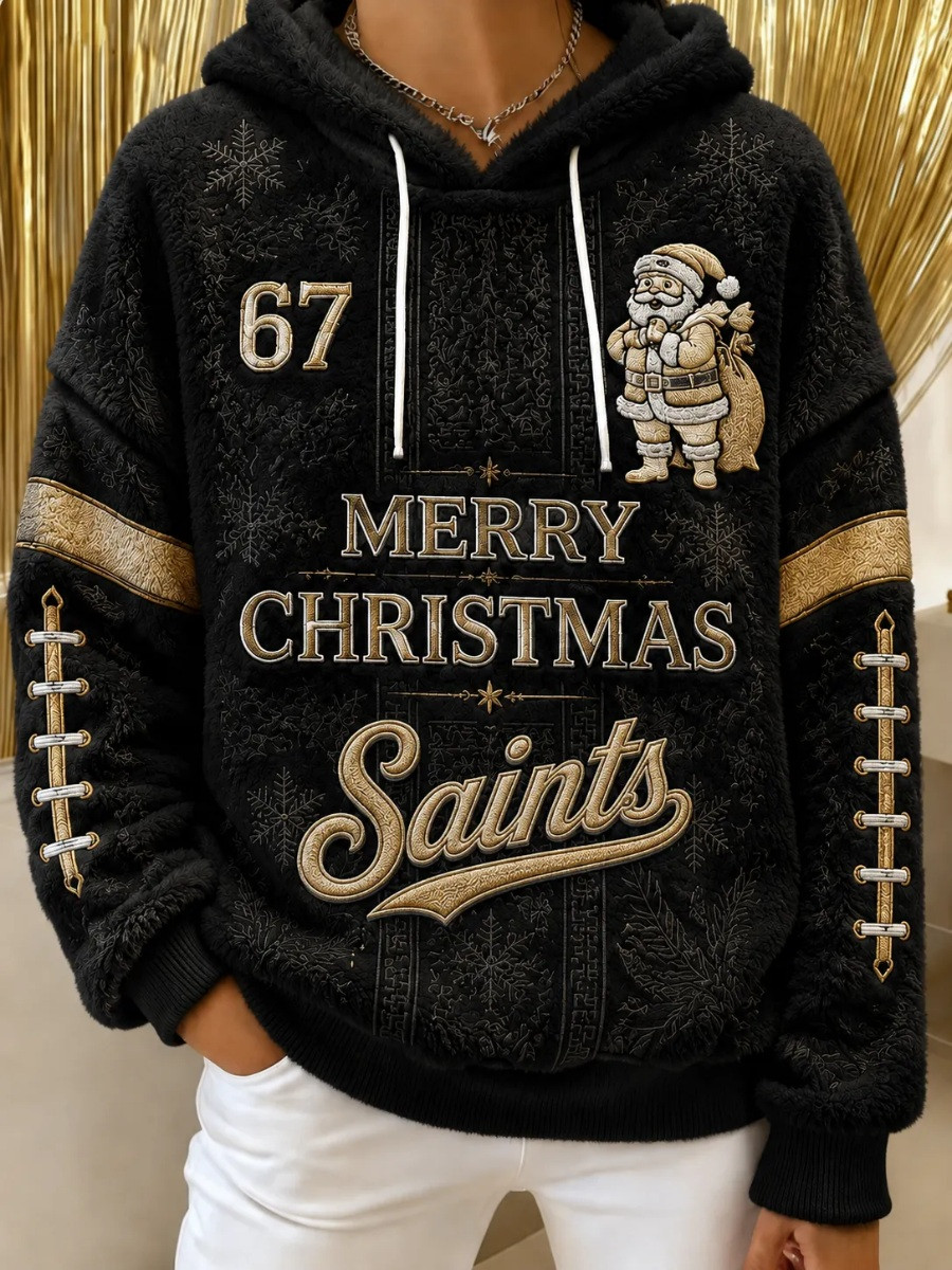 New Orleans Saints Merch Merry Christmas Saints Hoodie Holiday Gift