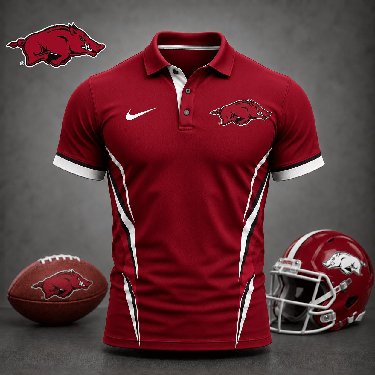 Arkansas Razorbacks NCAA Merch Polo Shirt Football Apparel Gifts For Razorbacks Fans