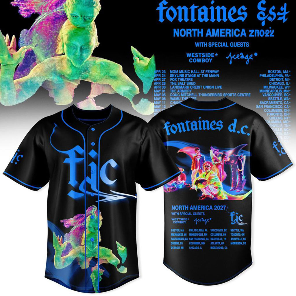 Fontaines DC North America 2027 Tour Baseball Jersey Fontaines DC Merch Gift For Rock Fan 1 - Unicasport Fontaines DC North America 2027 Tour Baseball Jersey Fontaines DC Merch Gift For Rock Fan