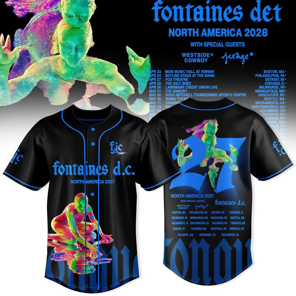 Fontaines DC North America 2027 Tour Baseball Jersey Fontaines DC Merch Rock Band Fan Gear 1 - Unicasport Fontaines DC North America 2027 Tour Baseball Jersey Fontaines DC Merch Rock Band Fan Gear