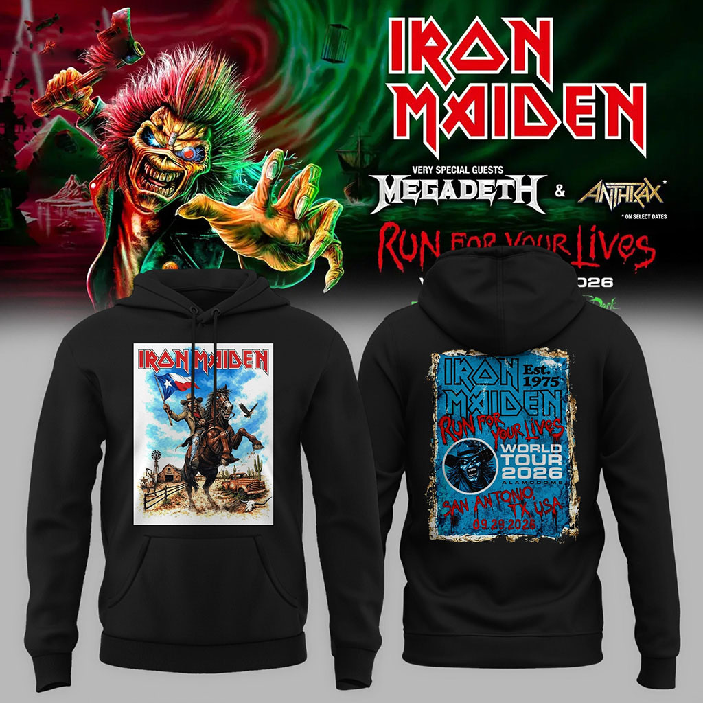 Iron Maiden San Antonio TX Event 2026 Run For Your Lives Tour Hoodie Iron Maiden Merch Black 1 - Unicasport Iron Maiden San Antonio TX Event 2026 Run For Your Lives Tour Hoodie Iron Maiden Merch Black