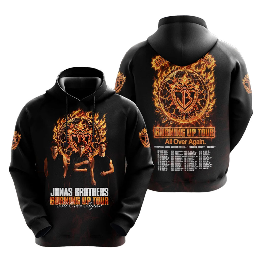 Jonas Brothers The Burning Up Tour All Over Again 2026 Hoodie Jonas Brothers Merch Him Gift 1 - Unicasport Jonas Brothers The Burning Up Tour All Over Again 2026 Hoodie Jonas Brothers Merch Him Gift