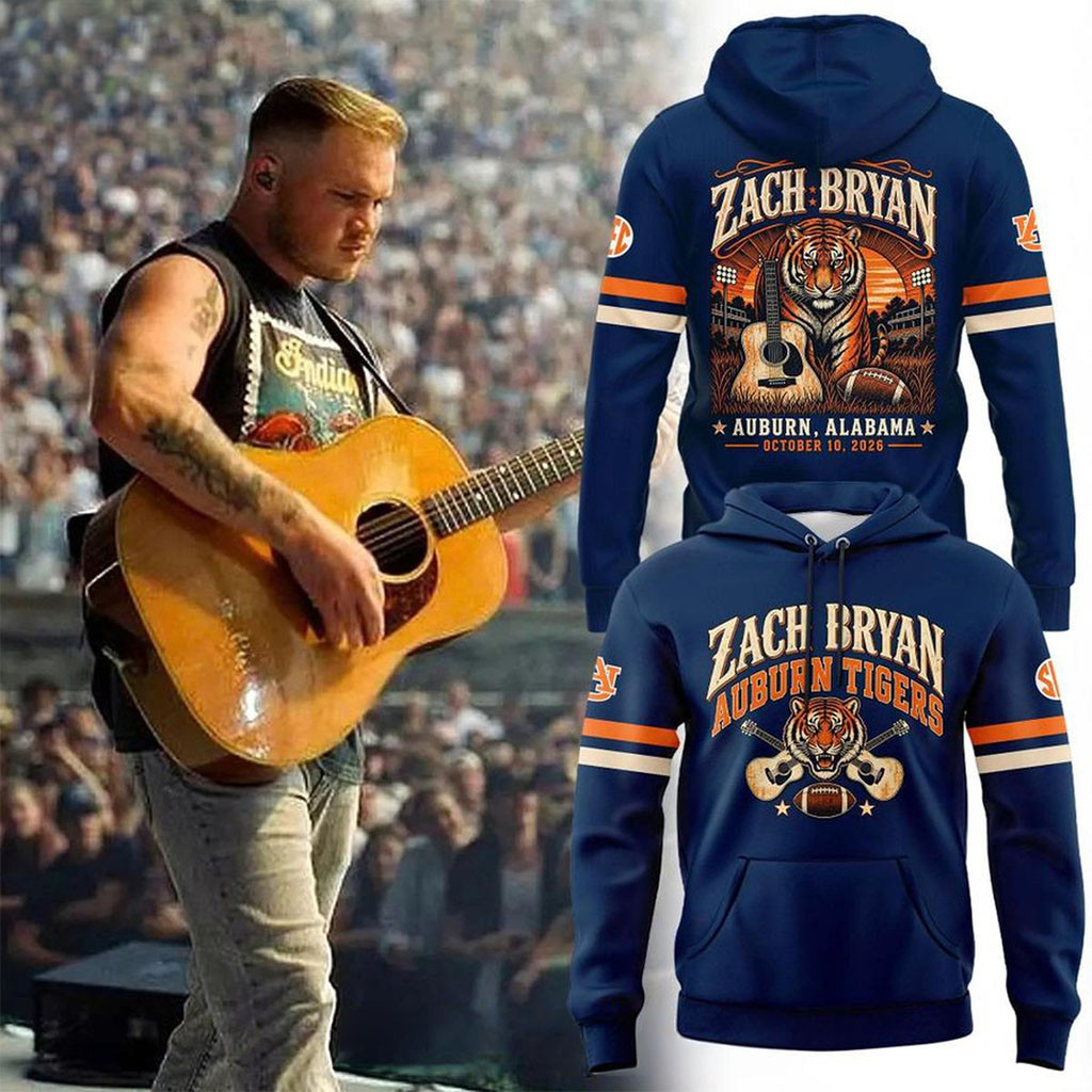 Auburn Tigers x Zach Bryan Merch 2026 Vintage Country Hoodie Gifts For Football Fan