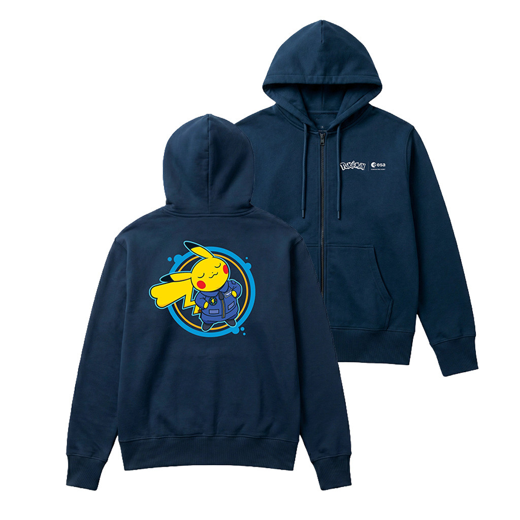 ESA x Pokemon Merch Pikachu Astronaut Navy Zip Up Hoodie Gift For Astronomy Lover