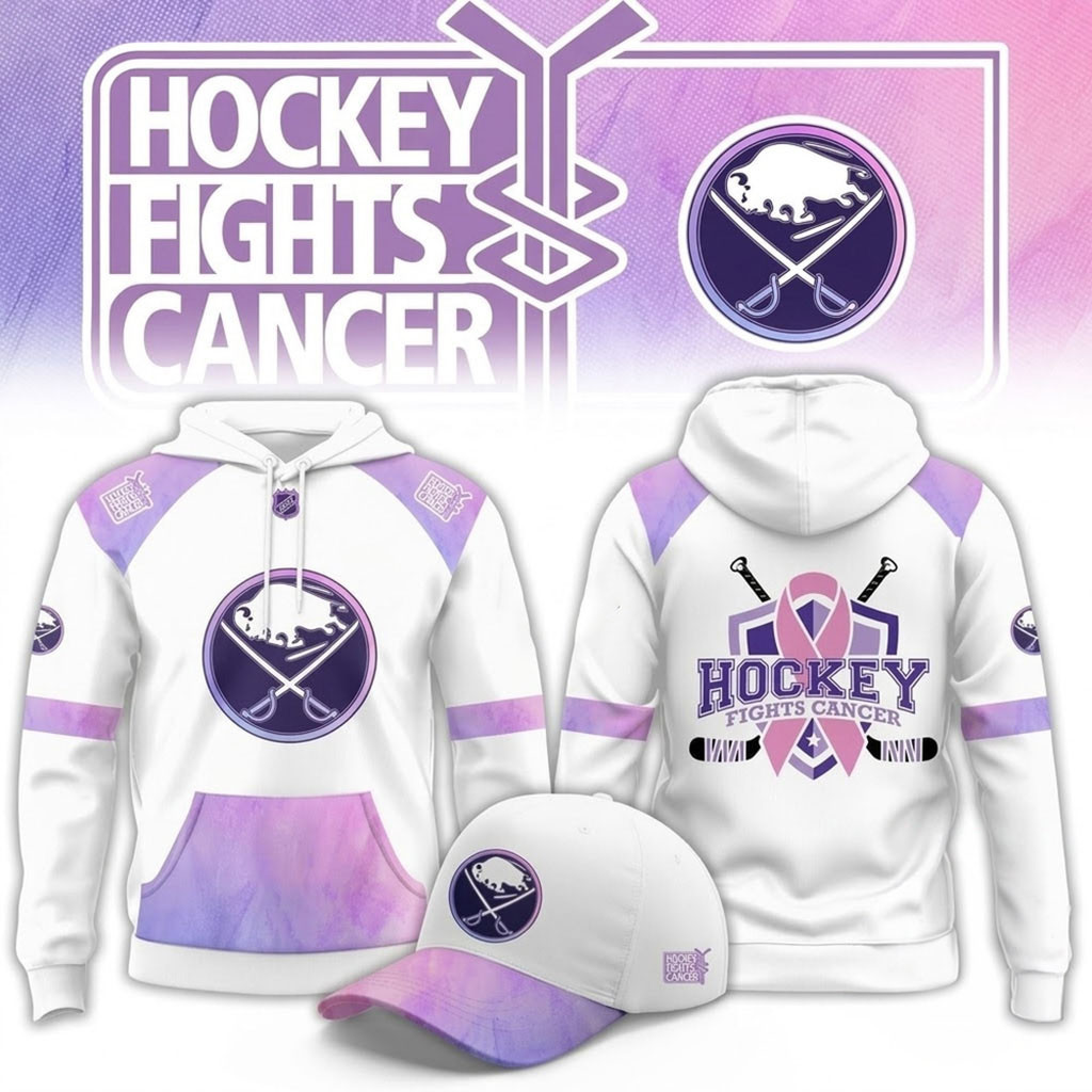 Buffalo Sabres Hockey Fights Cancer 2026 Hoodie Buffalo Sabres Merch Ice Hockey Fan Gifts