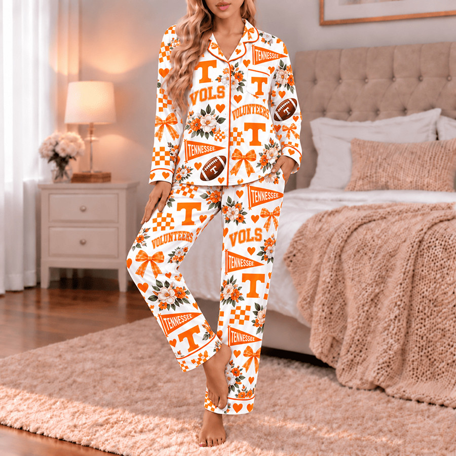 Tennessee Volunteers Merch Xmas Pajamas Set Volunteers Game Day Attire Fan Gifts