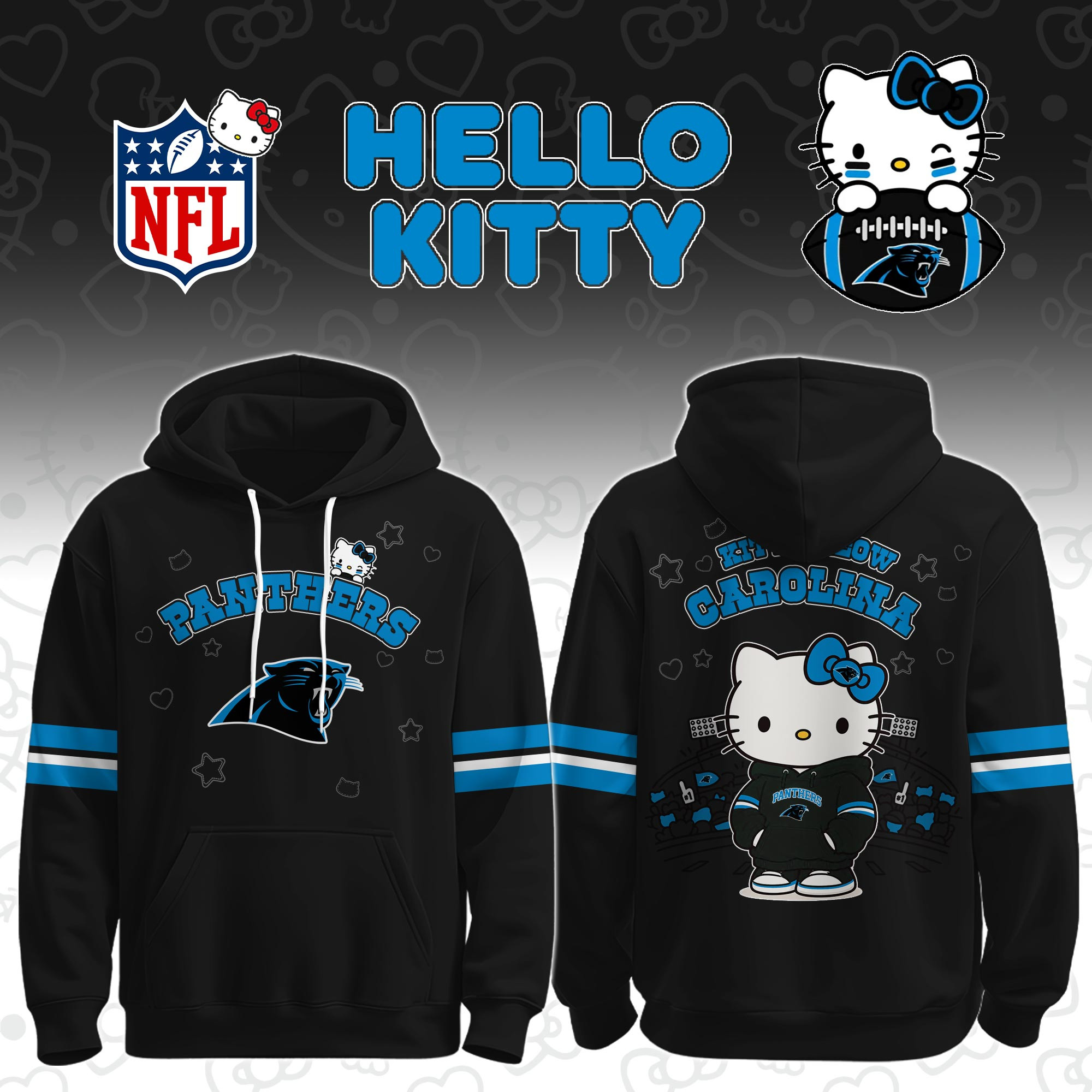 Carolina Panthers x Hello Kitty Hoodie Panthers Gameday Apparel Gift For Sport Lovers 1 - Unicasport Carolina Panthers x Hello Kitty Hoodie Panthers Gameday Apparel Gift For Sport Lovers
