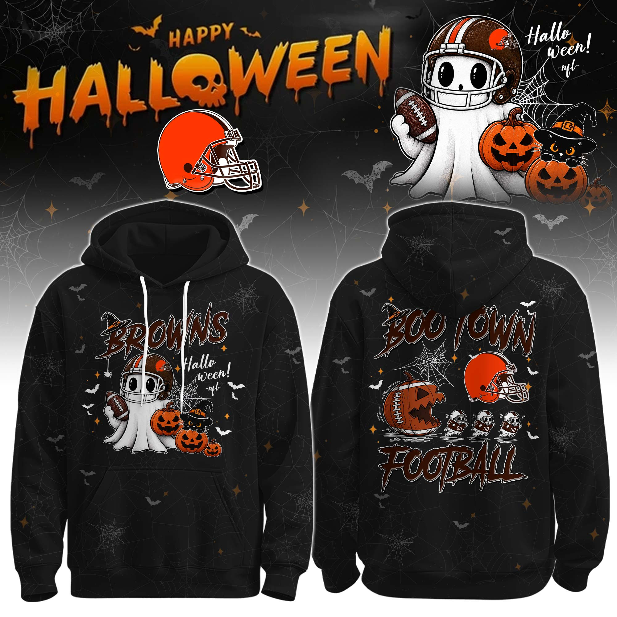 Cleveland Browns x Halloween Hoodie Browns Football Outfits Gift For Match Day Fan 1 - Unicasport Cleveland Browns x Halloween Hoodie Browns Football Outfits Gift For Match Day Fan