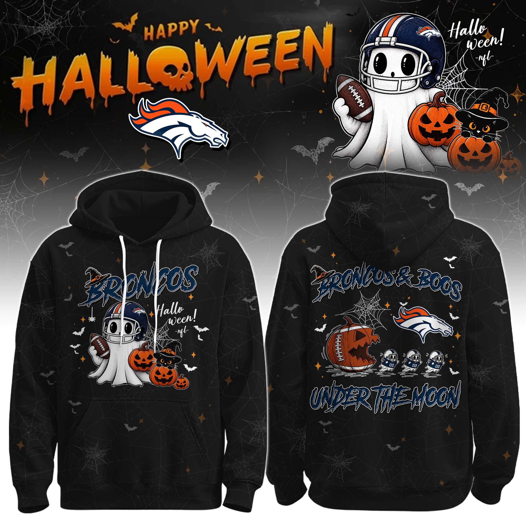 Denver Broncos x Halloween Hoodie Broncos Football Halloween Outfits Gift For Teammate 1 - Unicasport Denver Broncos x Halloween Hoodie Broncos Football Halloween Outfits Gift For Teammate