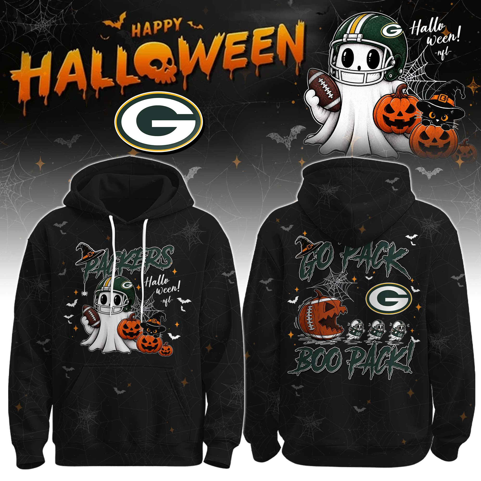 Green Bay Packers x Halloween Hoodie Packers Football Halloween Clothes Gifts 1 - Unicasport Green Bay Packers x Halloween Hoodie Packers Football Halloween Clothes Gifts