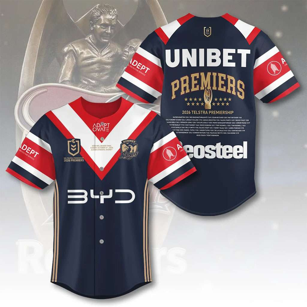Sydney Roosters 2026 NRL Premiers Baseball Jersey Sydney Roosters Merch Gift For Rugby Fans