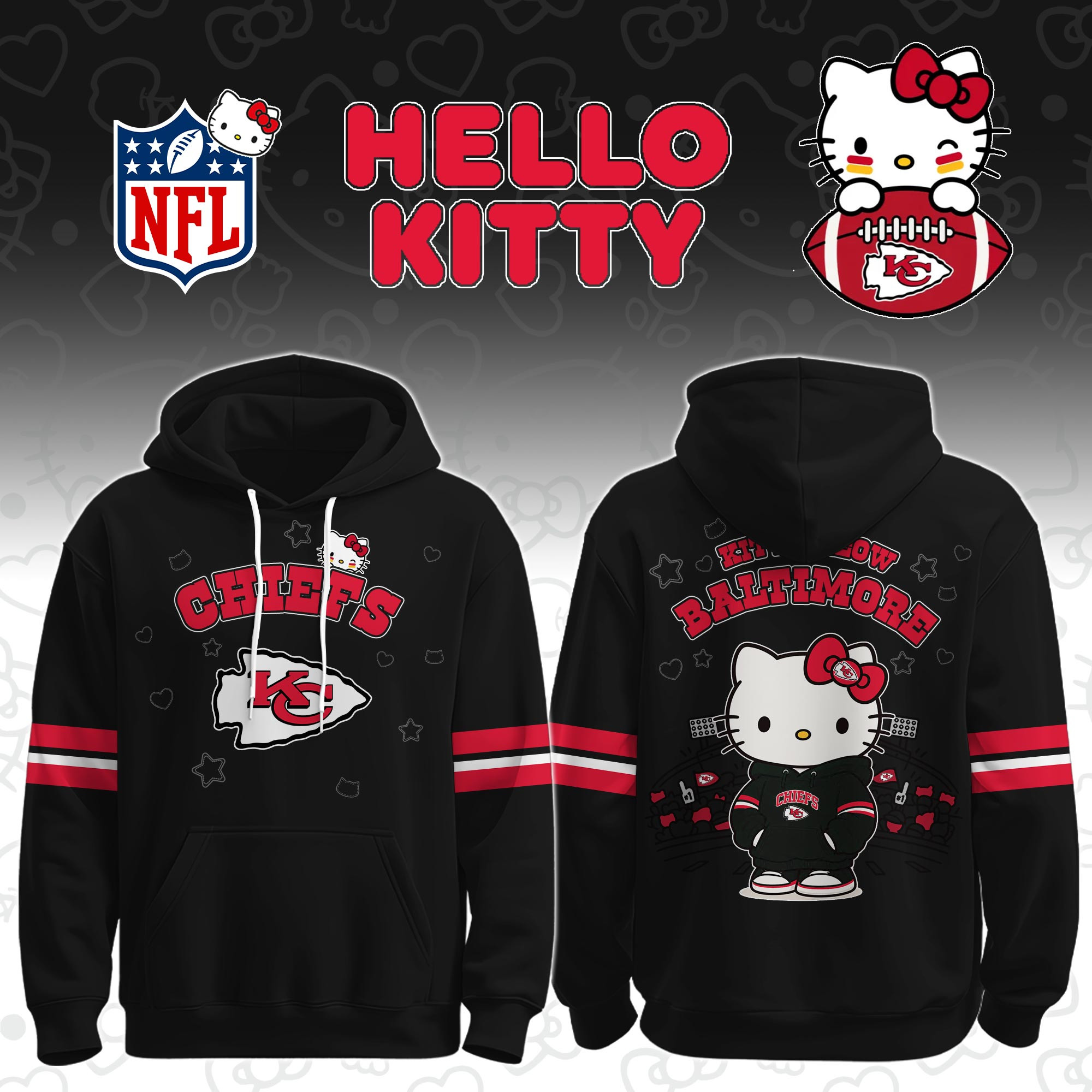 Kansas City Chiefs x Hello Kitty Hoodie Chiefs Football Outfits Gift For Teammate 1 - Unicasport Kansas City Chiefs x Hello Kitty Hoodie Chiefs Football Outfits Gift For Teammate