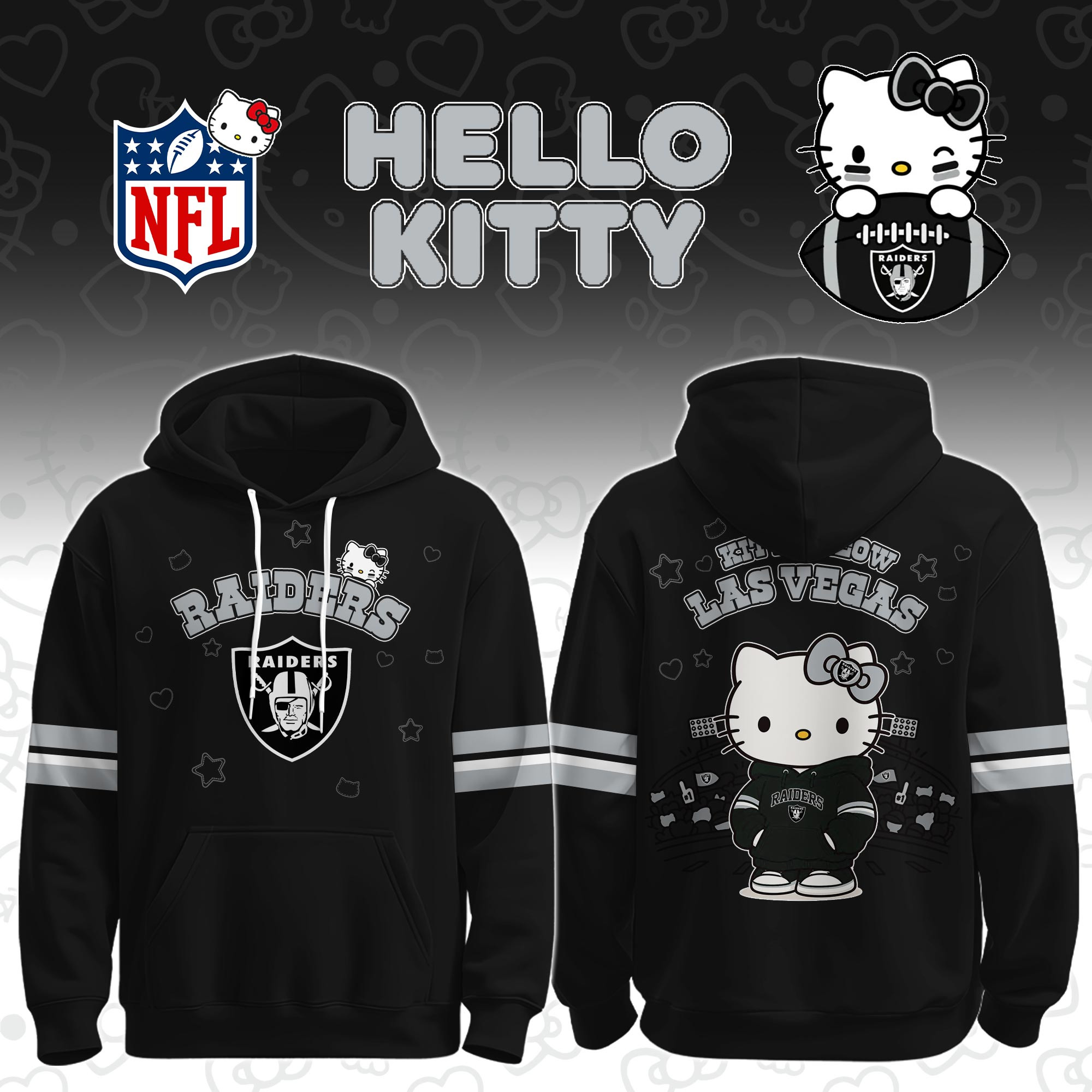 Las Vegas Raiders x Hello Kitty Hoodie Raiders Football Attire Football Fan Gift 1 - Unicasport Las Vegas Raiders x Hello Kitty Hoodie Raiders Football Attire Football Fan Gift