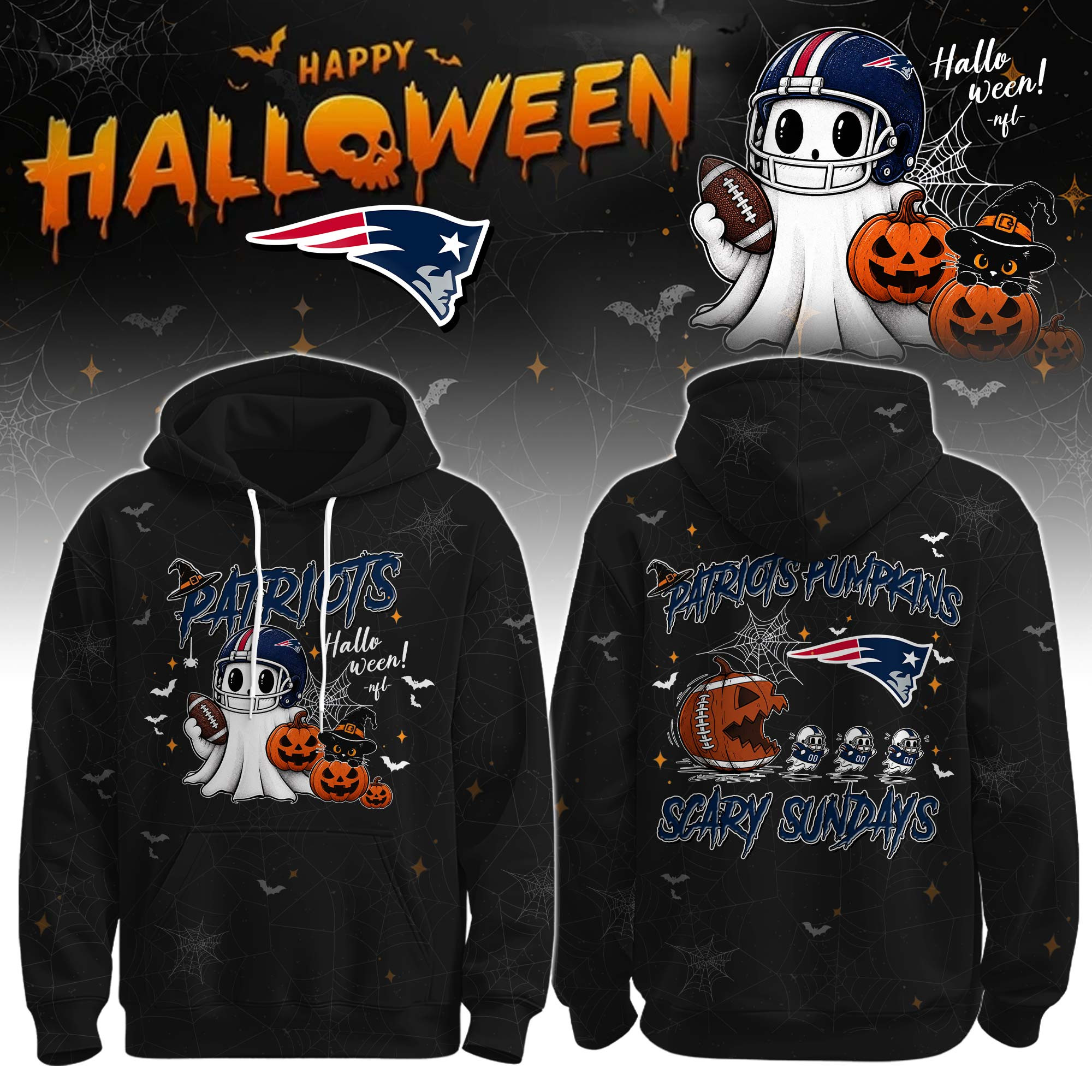 New England Patriots x Halloween Hoodie Patriots Football Pumpkins Clothing Gifts